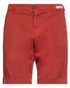 Perfection Man Shorts & Bermuda Shorts Brick Red Size 36 Cotton, Linen, Elastane