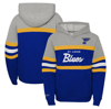 MITCHELL & NESS YOUTH MITCHELL & NESS GRAY ST. LOUIS BLUES HEAD COACH PULLOVER HOODIE