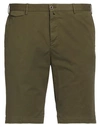 Pt Torino Man Shorts & Bermuda Shorts Dark Green Size 38 Cotton, Elastane