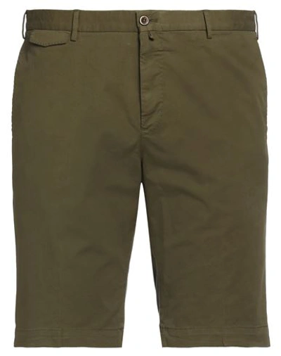 Pt Torino Man Shorts & Bermuda Shorts Dark Green Size 38 Cotton, Elastane In Green