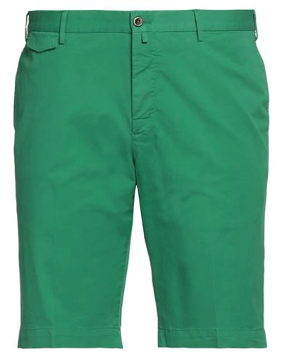 Pt Torino Man Shorts & Bermuda Shorts Emerald Green Size 38 Cotton, Elastane In Green