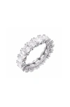 Adinas Jewels Princess Cut Cubic Zirconia Eternity Band Ring In Sterling Silver In Silver
