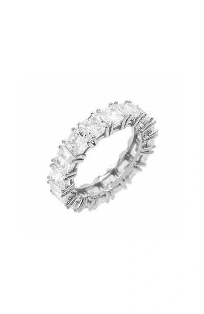 Adinas Jewels Princess Cut Cubic Zirconia Eternity Band Ring In Sterling Silver