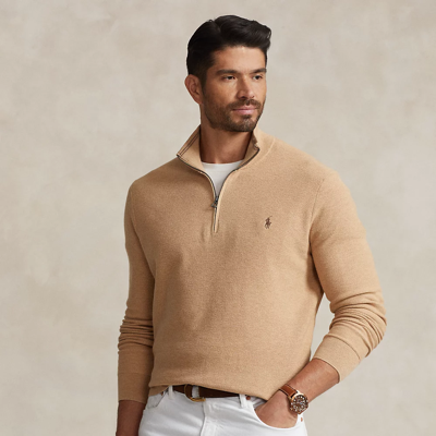 POLO RALPH LAUREN RALPH LAUREN MESH-KNIT COTTON QUARTER-ZIP SWEATER