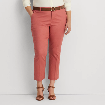 Lauren Woman Double-faced Stretch Cotton Pant In Pink Mahogany
