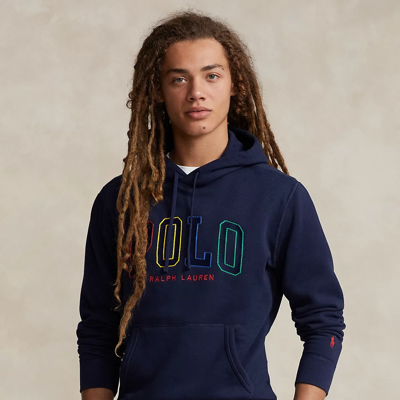 Ralph Lauren The Rl Fleece Logo Hoodie In Cruise Navy