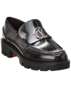 Christian Louboutin Donna Patent Red Sole Penny Loafers In Black