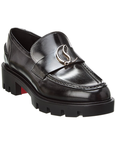 Christian Louboutin Cl Moc Lug Leather Loafer In Black