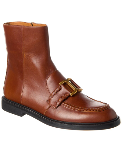 Chloé Marcie Leather Ankle Boot In Brown