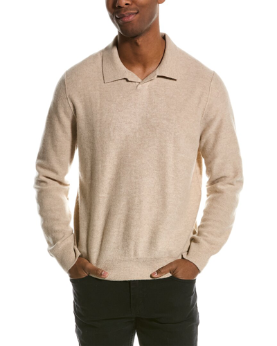 Vince Boiled Cashmere Johnny Collar Sweater In Beige