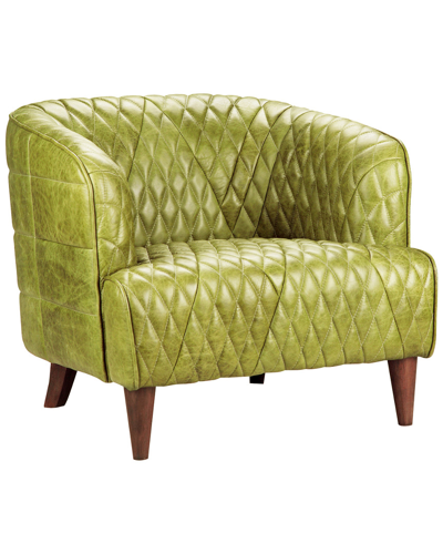 Moe's Home Collection Magdelan Tufted Leather Arm Chair Emerald In Green