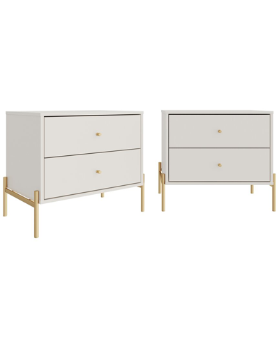 Manhattan Comfort Set Of 2 Jasper Nightstands In Neutral