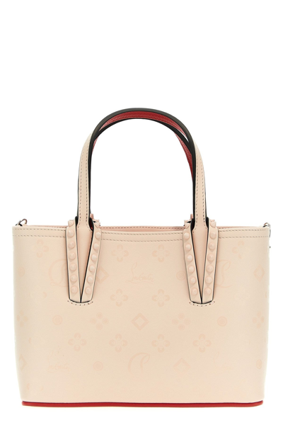 Christian Louboutin Cabata Small Tote In Grained Leather In White