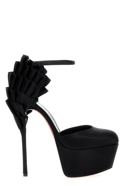 Christian Louboutin Maria Frou Alta 160 Ruffled Satin Platform Pumps In Black