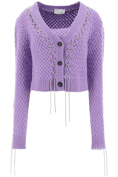 Giuseppe Di Morabito Long Sleeved Knitted Cardigan In Purple