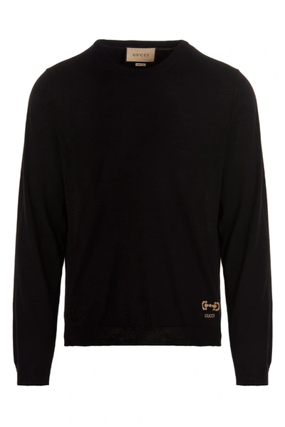 Gucci Horsebit-jacquard Wool-blend Sweater In Black