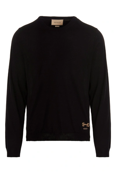 Gucci Horsebit-jacquard Wool-blend Jumper In Black