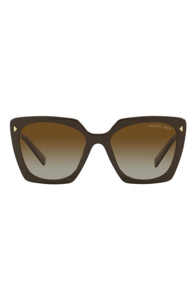 Prada 54mm Gradient Polarized Square Sunglasses In Brown Gradient