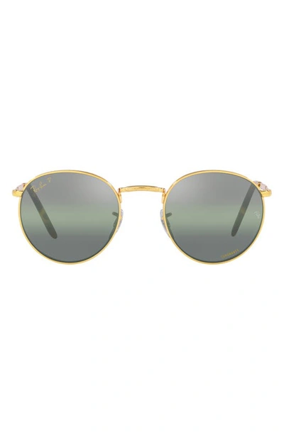 Ray Ban New Round 50mm Gradient Polarized Phantos Sunglasses In Green Gold