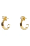 Argento Vivo Sterling Silver Cubic Zirconia Huggie Hoop Earrings In Gold
