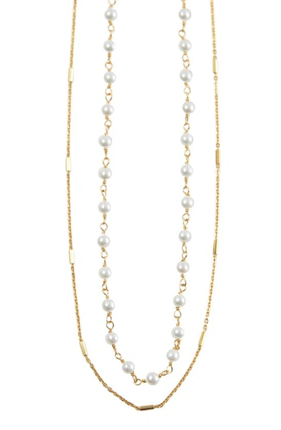 Argento Vivo Layered Freshwater Pearl Station Necklace In Gold