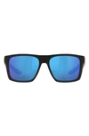 Costa Del Mar Pargo 60mm Mirrored Polarized Square Sunglasses In Matte Black