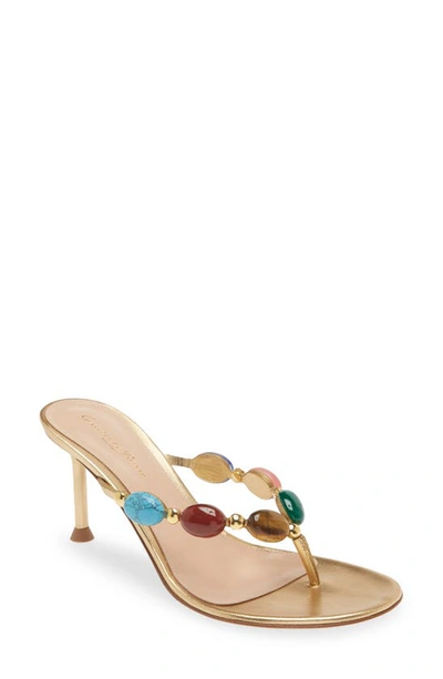 Gianvito Rossi Shanti Thong 70mm Leather Sandals In Multi