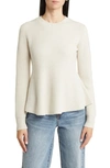 Nordstrom Signature Peplum Cashmere Sweater In Ivory Sand