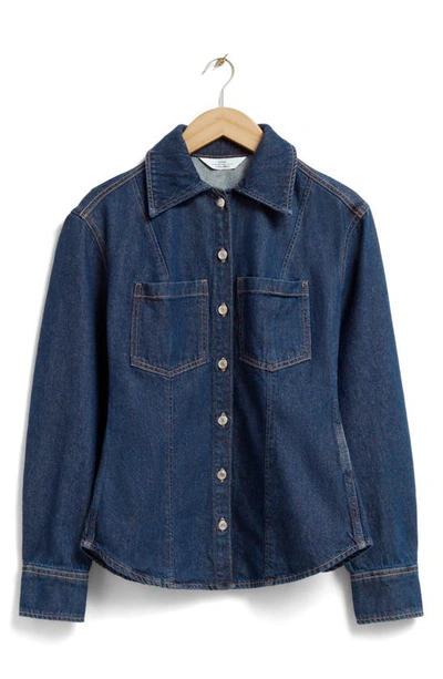 & Other Stories Denim Button-up Shirt In Rinse Blue