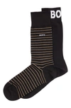 Hugo Boss Two-pack Of Regular-length Socks In Stretch Cotton In Black Gold