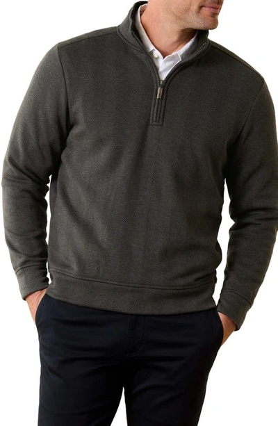 Tommy Bahama New Castle Chevron Quarter-zip Pullover Sweater In Coal