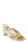 Jimmy Choo 85mm Avenue Knotted Sandals In Gold