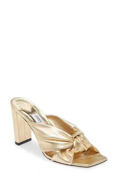 Jimmy Choo 85mm Avenue Knotted Sandals In Metallic
