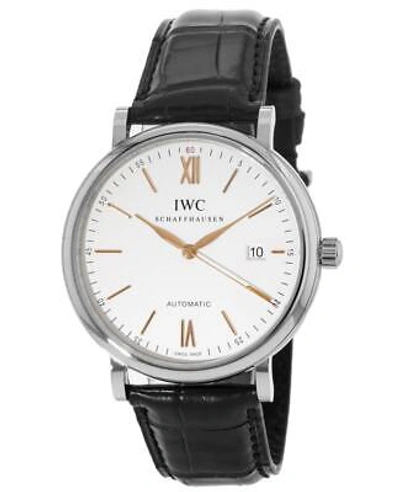 Pre-owned Iwc Schaffhausen Iwc Portofino Automatic Silver & Gold Dial Black Men's Watch Iw356517