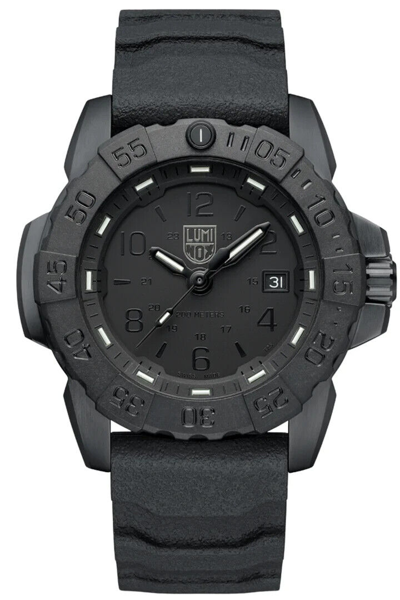 Pre-owned Luminox Navy Seal Xs.3251.bo.cb 45mm Blackout Steel Rubber Pvd Quartz Watch