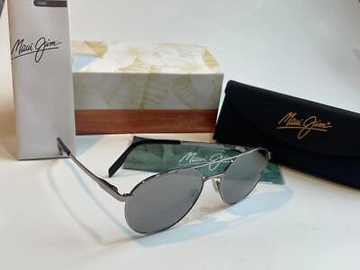 Pre-owned Maui Jim Waterfront Polarized Sunglasses Dsb830-11 Black To Silver Mirror Glass