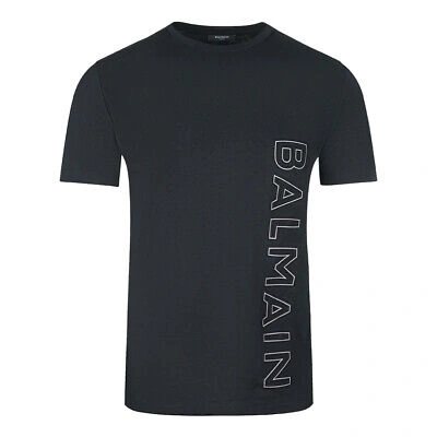 Pre-owned Balmain Brand Embossed Logo Black T-shirt