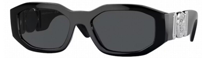 Pre-owned Versace Unisex Ve4361 542287 53mm Sunglasses Black / Dark Grey Lens In Gray