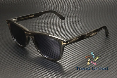 Pre-owned Tom Ford Ft1046 P 63v Horn Black Horn Blue 53 Mm Men's Sunglasses