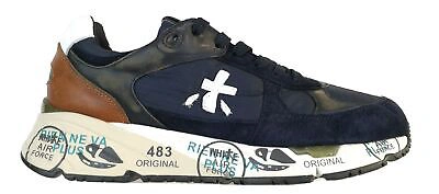 Pre-owned Premiata Men's Shoes  Sneaker Technical Fabric And Suede Mase 3927 Blue