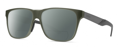 Pre-owned Smith Lowdown Unisex Polarized Bifocal Sunglasses In Crystal Green/gunmetal 56mm In Grey