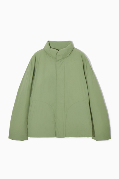 Cos Padded Magnetic-collar Jacket In Green