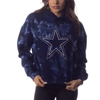 THE WILD COLLECTIVE THE WILD COLLECTIVE  NAVY DALLAS COWBOYS TIE-DYE CROPPED PULLOVER HOODIE