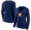 Fanatics Branded Navy Houston Astros Official Logo V-neck Long Sleeve T-shirt In Navy