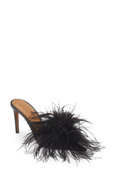 Atp Atelier Laviano Nappa/feathers Heeled Sandals In Black