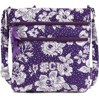 Vera Bradley Tcu Horned Frogs Rain Garden Triple-zip Hipster Crossbody Bag In Multi