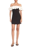 Staud Kiara Off The Shoulder Minidress In Black Ivory