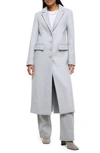 River Island Slim Fit Longline Coat With Removable Faux Fur Trim In Grey