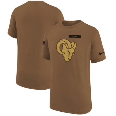 NIKE YOUTH NIKE  BROWN LOS ANGELES RAMS 2023 SALUTE TO SERVICE LEGEND T-SHIRT