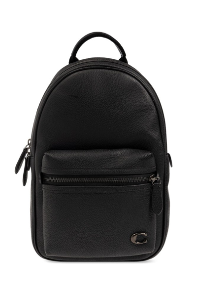 Coach Charter Logo Plaque Backpack In Black